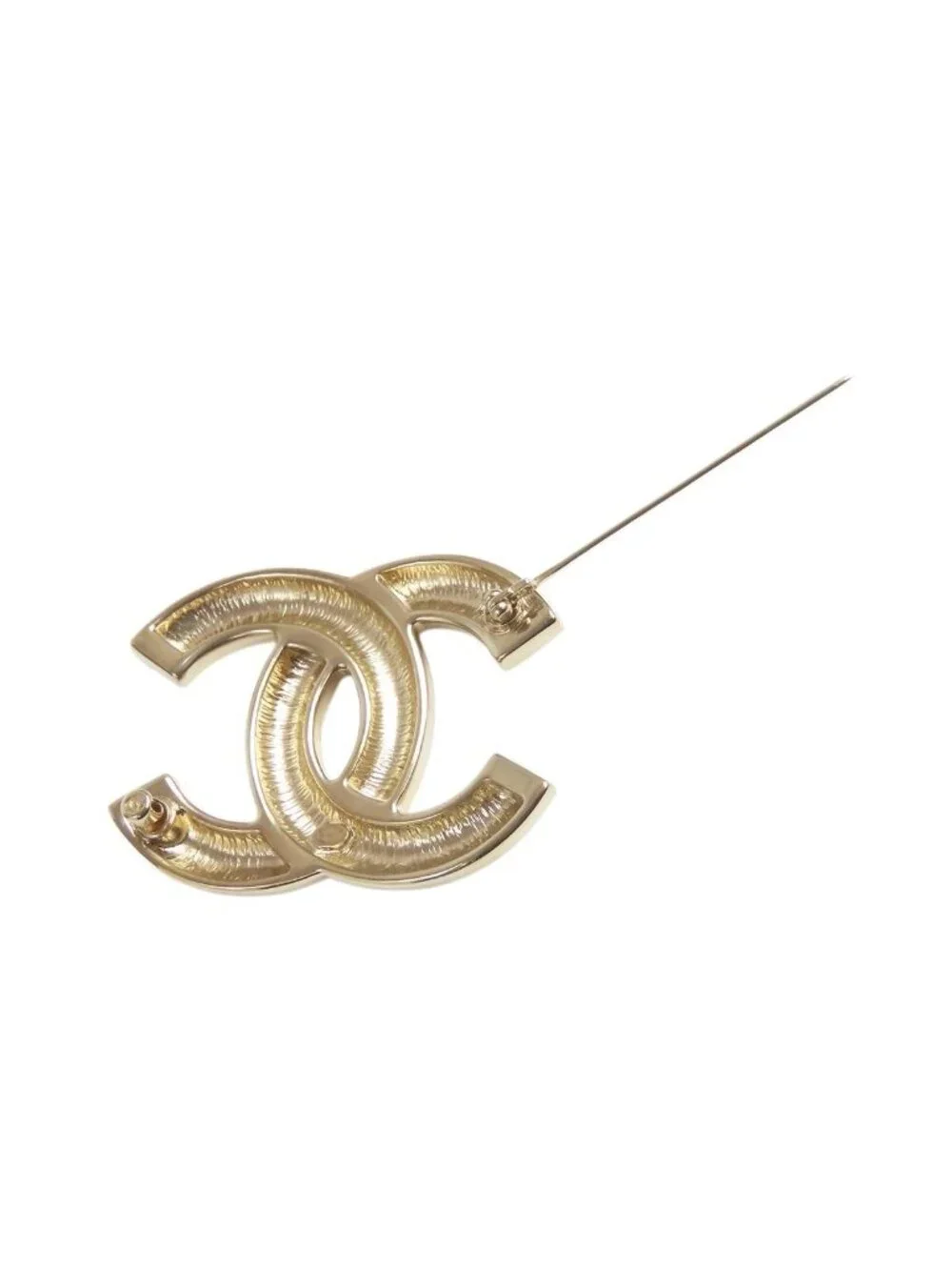 Chanel Brooch Gold Metal Rhinestone CC Logo 21c